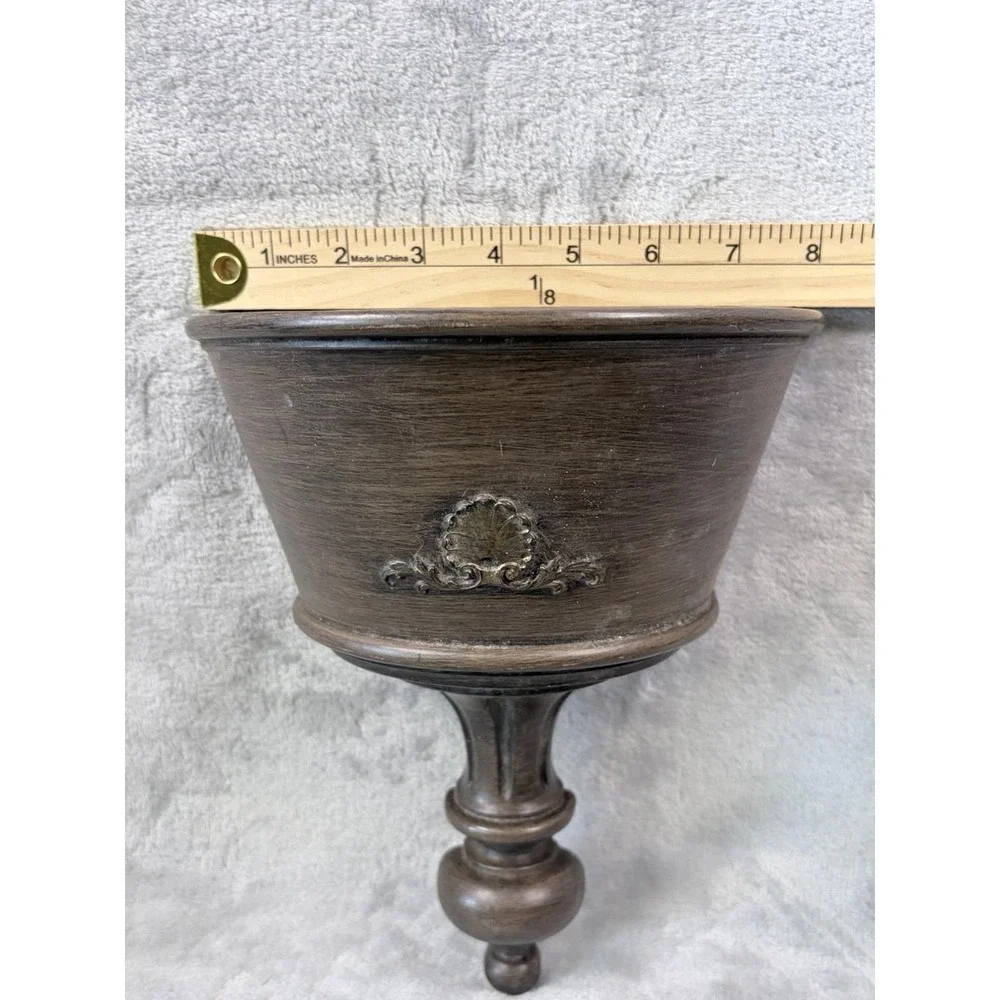 Vintage Homco Urn Wall Pocket Planter Brown‎ Pedestal Hollywood Regency